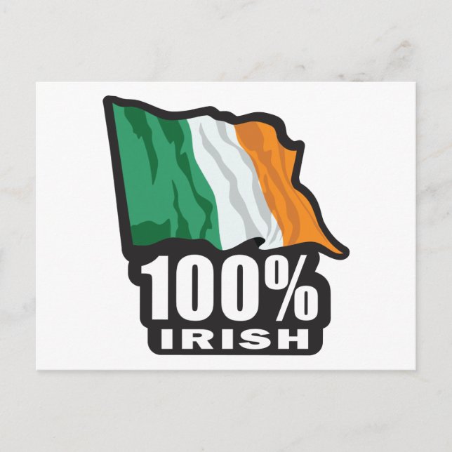 100 % Irland/irische Flagge Postkarte (Vorderseite)