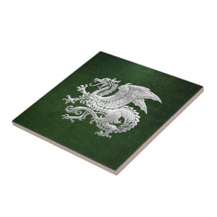 [100] Isländischer Drache, Landvættir [Silber] Fliese