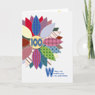 100 Jahre alt, genäht Blumengeburtstag Karte