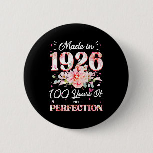 100 Jahre alt Hergestellt 1926 Floral 100. Geburts Button