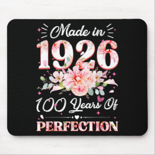 100 Jahre alt Hergestellt 1926 Floral 100. Geburts Mousepad