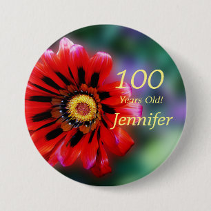 100 Jahre alt, lebhaft Blume Button Button