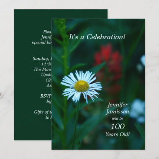 100 Jahre alte Geburtstagsparty Weiße Blume Einladung