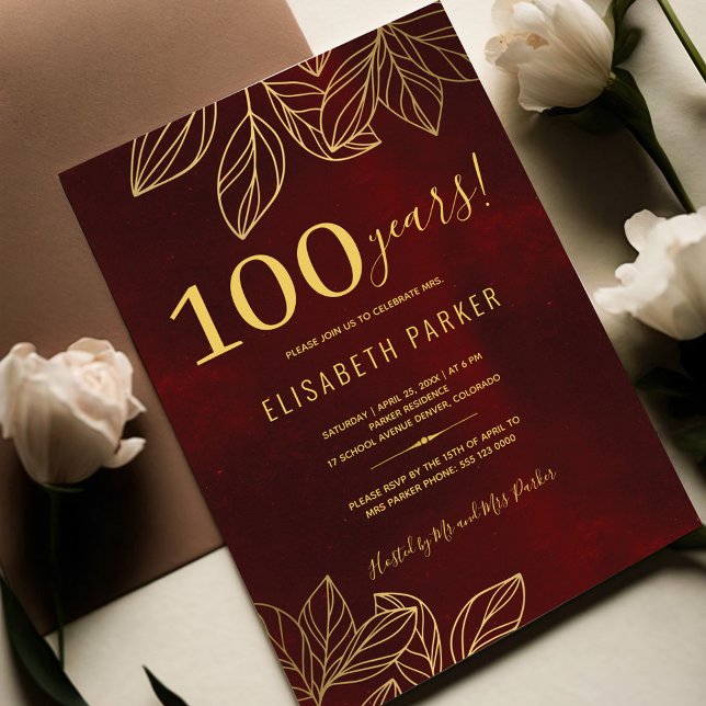 100 Jahre elegante 100. Geburtstagsparty Einladung (Von Creator hochgeladen)