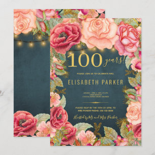 100 Jahre florale Eleganz 100. Geburtstagsfeier Einladung