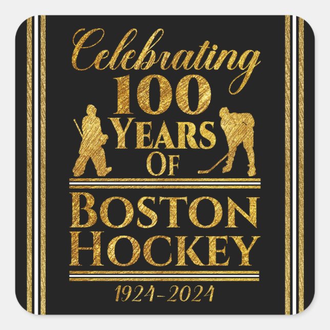 100 Jahre Hockey in Boston Quadratischer Aufkleber (Vorderseite)