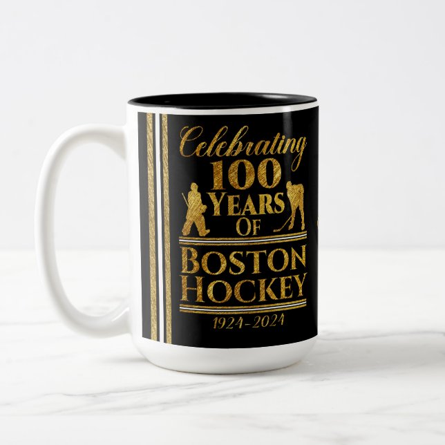 100 Jahre Hockey in Boston Zweifarbige Tasse (Links)