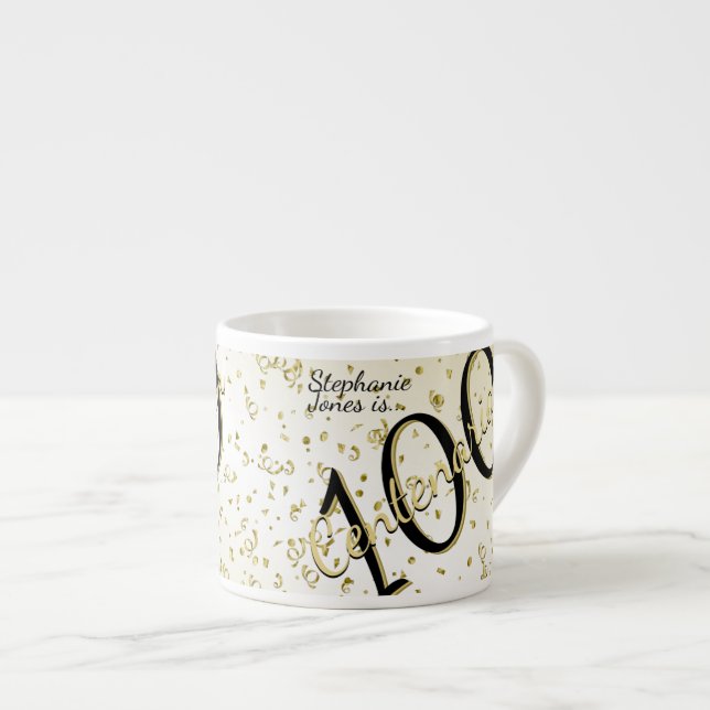 100 Jahre Hundertjähriger Geburtstags-Black/Gold-T Espressotasse (Vorderseite Rechts)