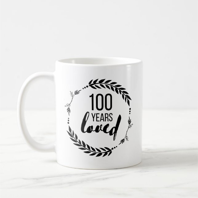 100 Jahre Loved Seit 1921, 100. Geburtstagsgeschen Kaffeetasse (Links)