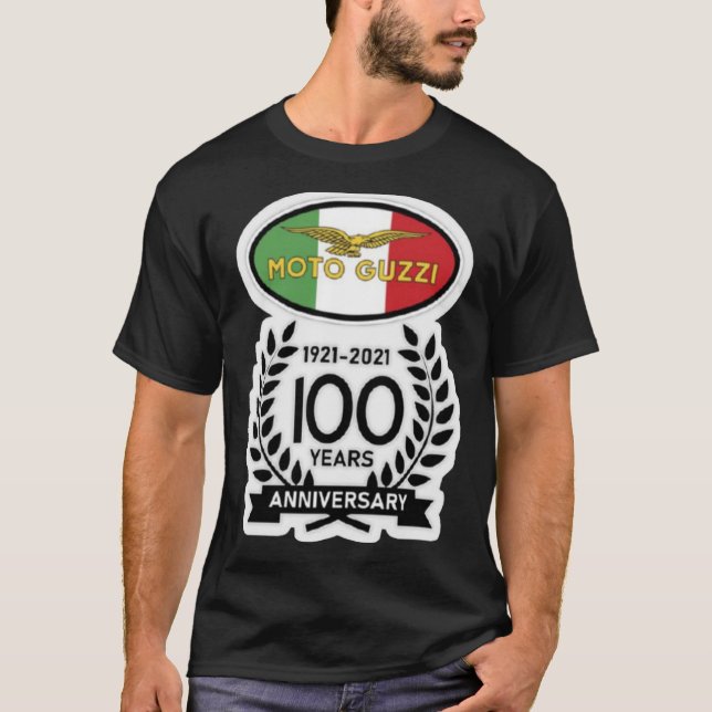 100 Jahre Moto Guzzi Logo Merch und A T-Shirt (Vorderseite)