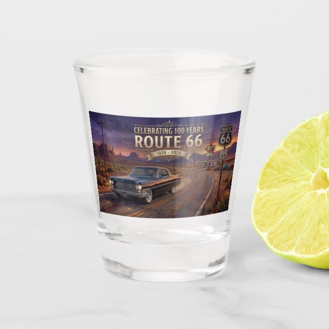 100 Jahre Route 66: Eine Feier  Schnapsglas (Vorderseite)