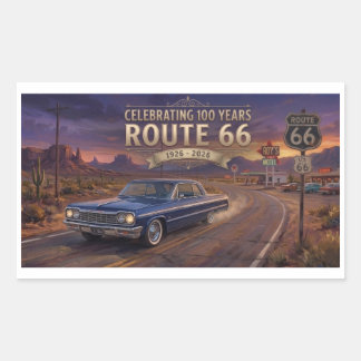 100 Jahre Route 66 Rechteckiger Aufkleber
