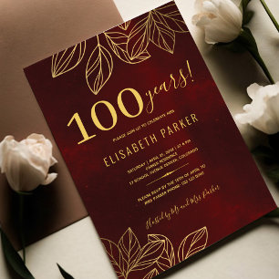 100 Jahre stilvoll elegant 100. Geburtstagsfeier Einladung