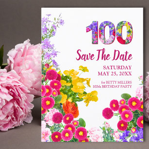 100-jährige Blumenfeier Blume 100. Geburtstagspart Save The Date