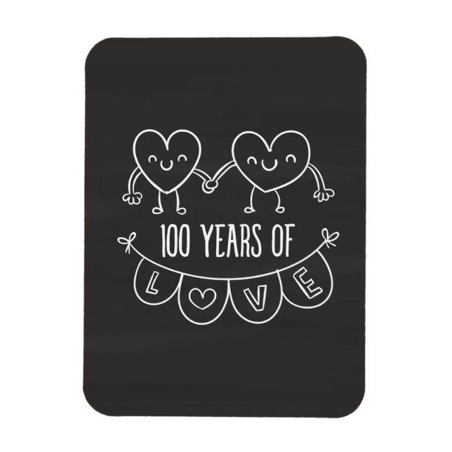 100. Jubiläum Geschenk Chalk Herzen Magnet (Vertikal)