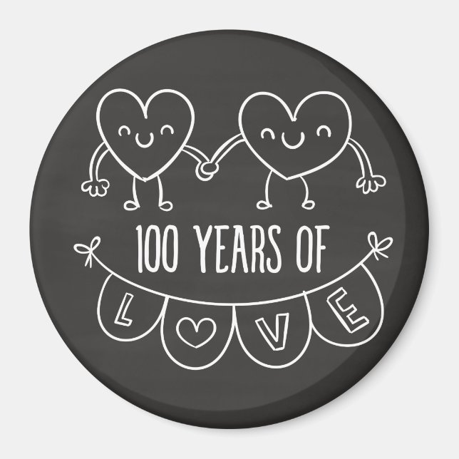 100. Jubiläum Geschenk Chalk Herzen Magnet (Vorne)