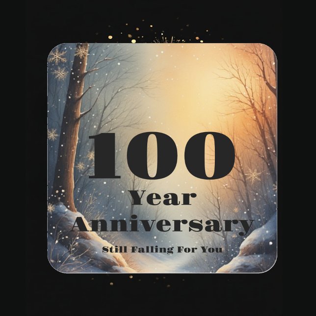 100. Jubiläum Immer noch in dich verliebt Bindung Quadratischer Aufkleber (100th Year Anniversary Still Falling For You Bond Square Sticker)
