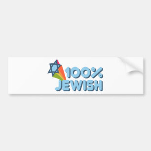 100% JÜDISCH + Magen David Autoaufkleber