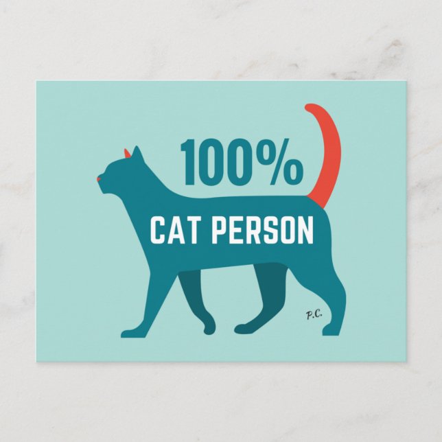100 % Katzenperson Postkarte (Vorderseite)