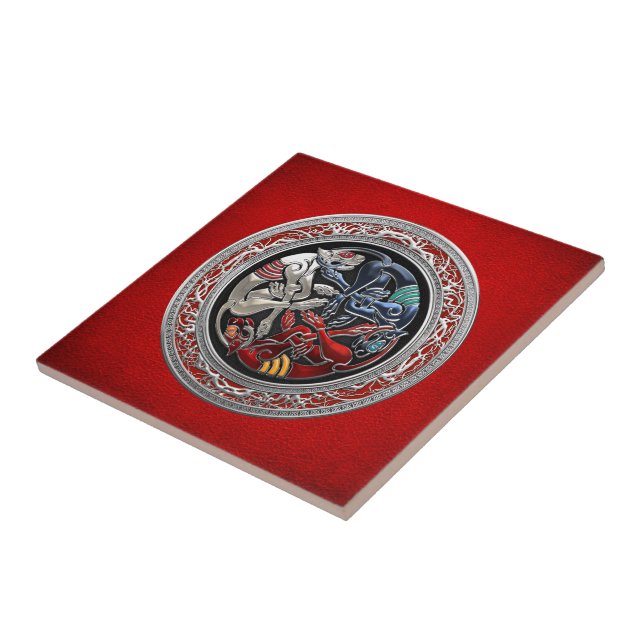 [100] Keltische Schätze - Drei Hunde auf Silber Fliese (Seite)