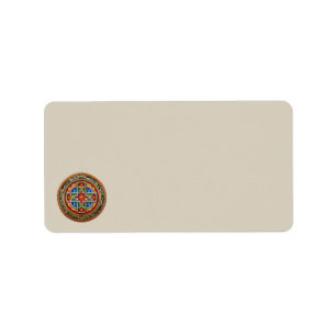 [100] Keltisches Kreuz [Gold+Email] Adressaufkleber