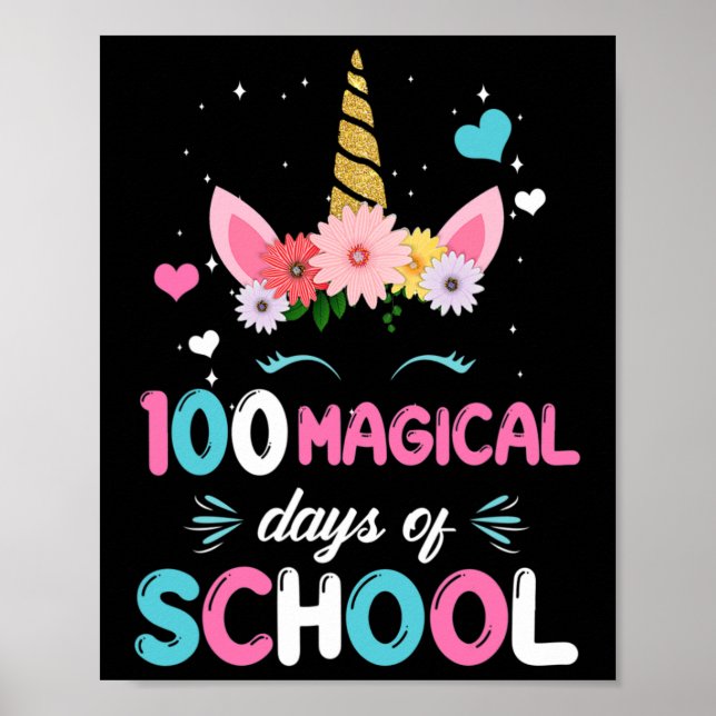 100. Kindergarten für Mädchen 100 magische Da Poster (Vorne)