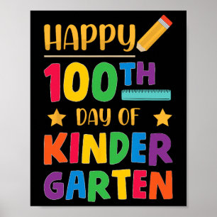 100. Kindergarten Niedlich School Student Poster