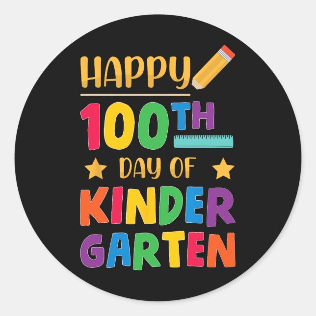100. Kindergarten Niedlich School Student Runder Aufkleber (Vorderseite)
