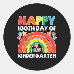 100. Kindergarten Rainbow 100 Tage Lehrer Runder Aufkleber