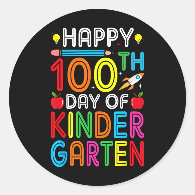 100. Kindergartenlehrer Kinder 100 Tage Sm Runder Aufkleber (Vorderseite)