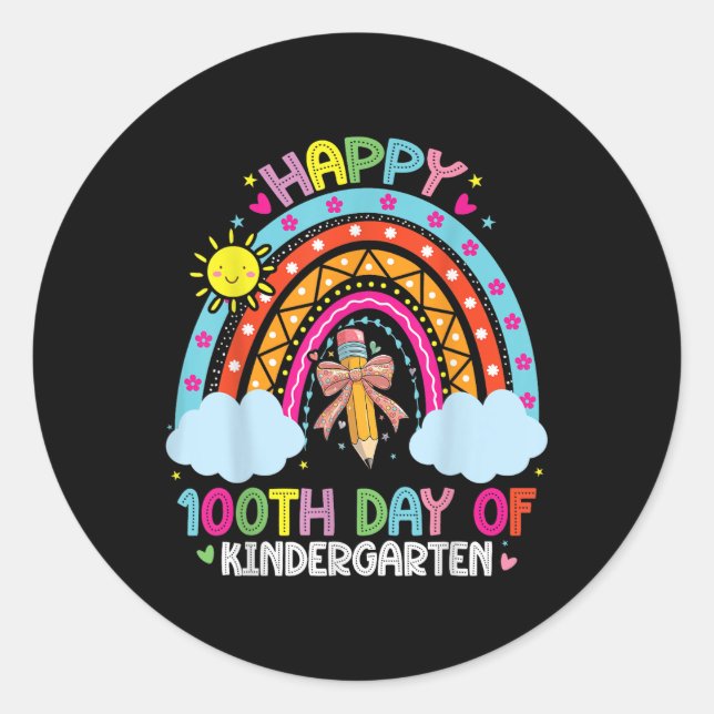 100. Kindergartentag Funny 100 Tage Schule Runder Aufkleber (Vorderseite)