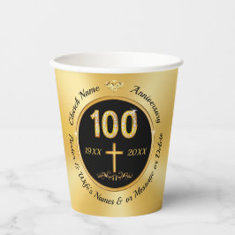 100. Kirchenjubiläum, Papierkämmen, PERSONALISIERT Pappbecher