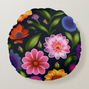 100 kleine exotische Blume in voller Blüte überall Rundes Kissen