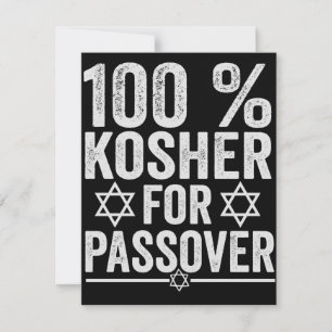 100% Kosher for Passover Funny Passover Pesach Mitteilungskarte