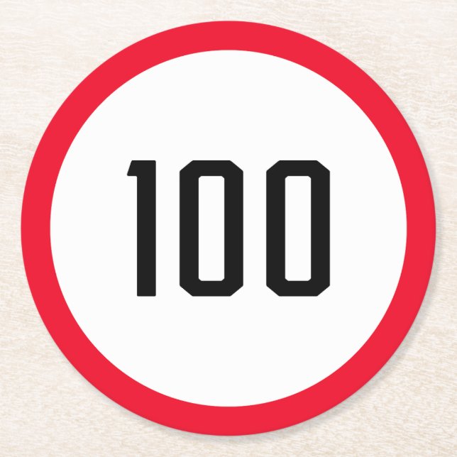 100 kph Speed Limit Sign | Kundenspezifische Round Runder Pappuntersetzer (Vorderseite)