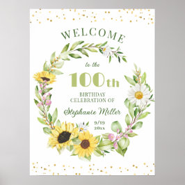 100. Ladys Birthday Womens 100 Sonnenblume Empfang Poster