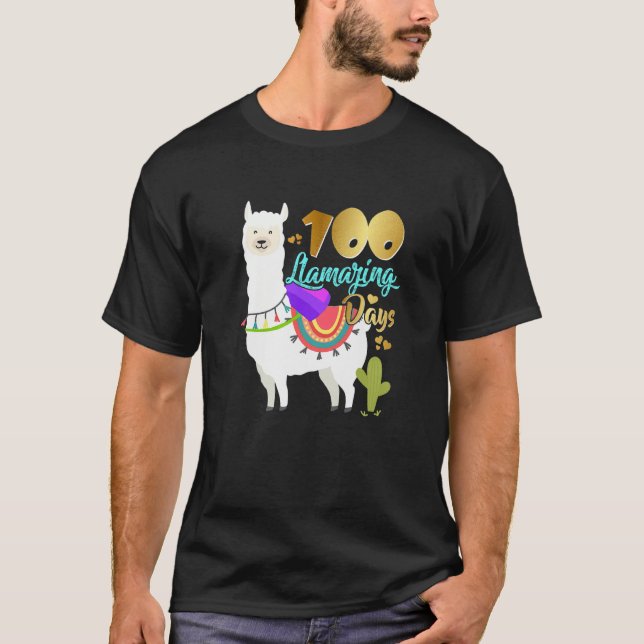 100 Lammingtage Llama 100. Schulmädchen T-Shirt (Vorderseite)