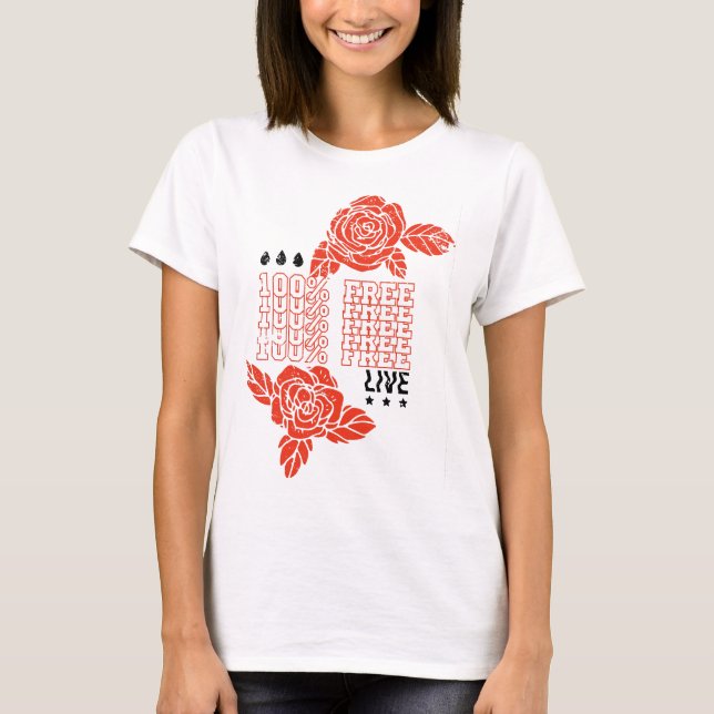 100% Live-frei; grafisches T-Shirt (Vorderseite)