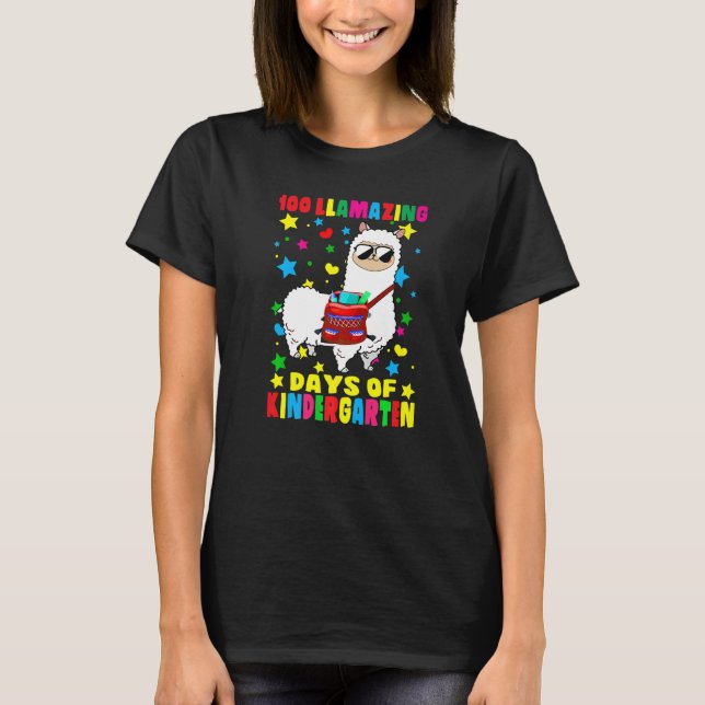 100 Llamazing Days Of Kindergarten 100th Day Of Sc T-Shirt (Vorderseite)