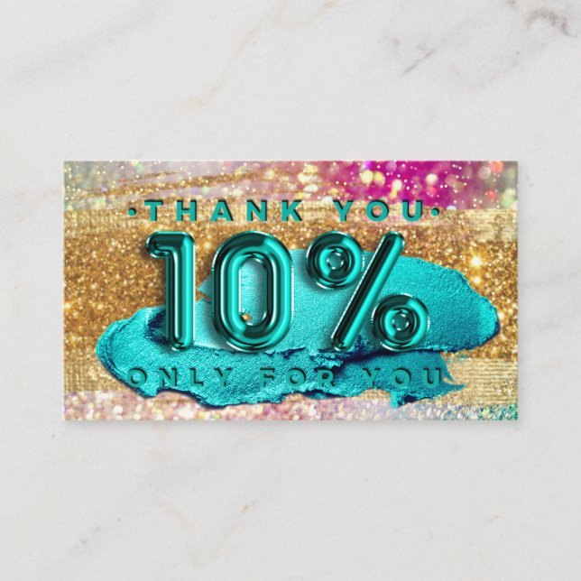 100 Logo QRCODE 10%OFF Code Gold Glitzer Holograph Visitenkarte (Vorderseite)