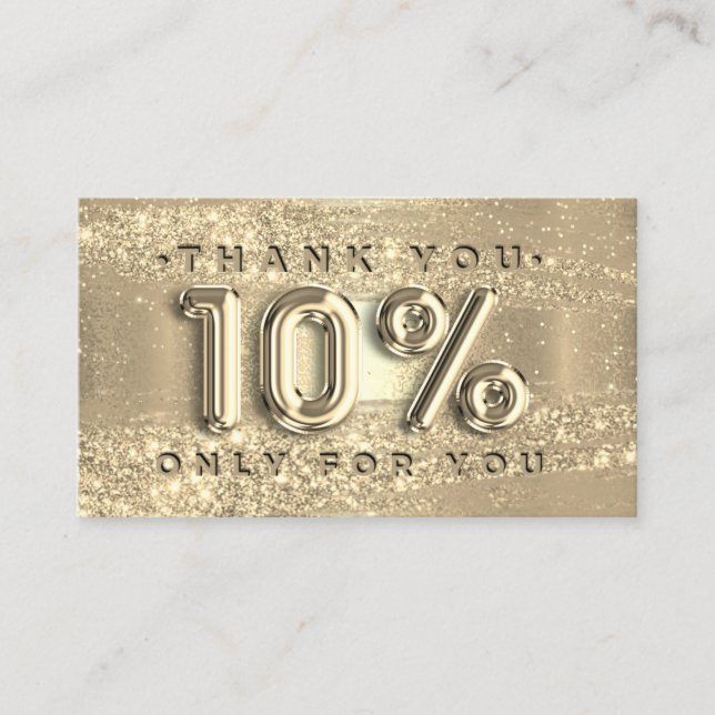 100 Logo QRCODE 10%OFF Code Gold Glitzer Strokes Visitenkarte (Vorderseite)