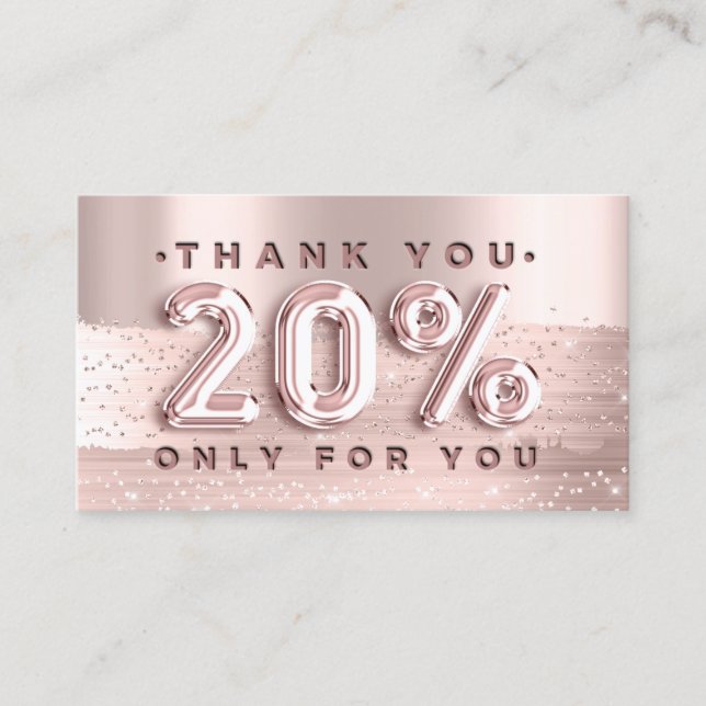 100 Logo QRCODE 20%OFF Code Rose Glitzer Strokes Visitenkarte (Vorderseite)