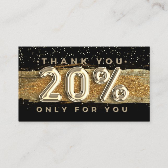 100 Logo QRCODE 20%OFF Danke Black Gold Visitenkarte (Vorderseite)