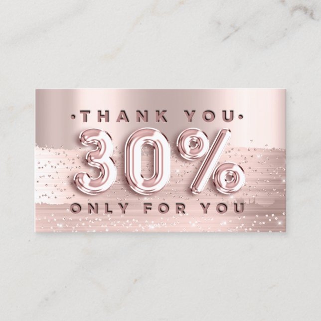 100 Logo QRCODE 30%OFF Code Rose Glitzer Strokes Visitenkarte (Vorderseite)