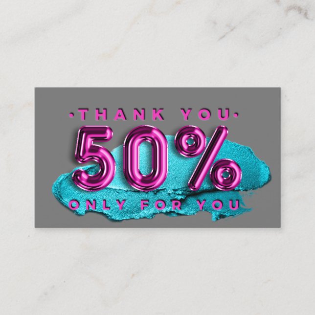100 Logo QRCODE 50%OFF Code Makeup Pink Visitenkarte (Vorderseite)