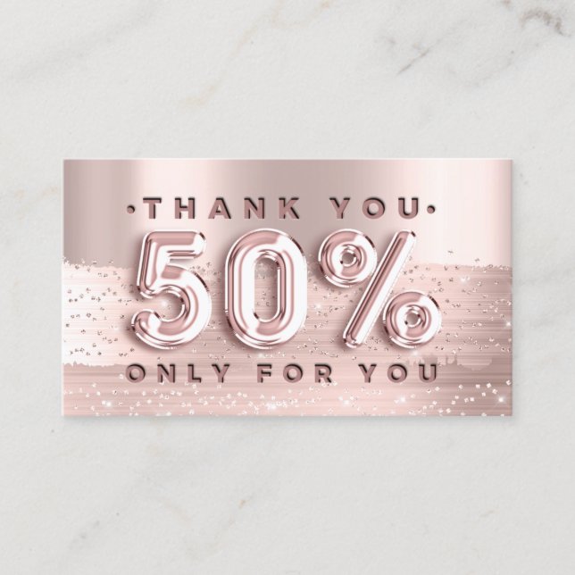 100 Logo QRCODE 50%OFF Code Rose Glitzer Strokes Visitenkarte (Vorderseite)