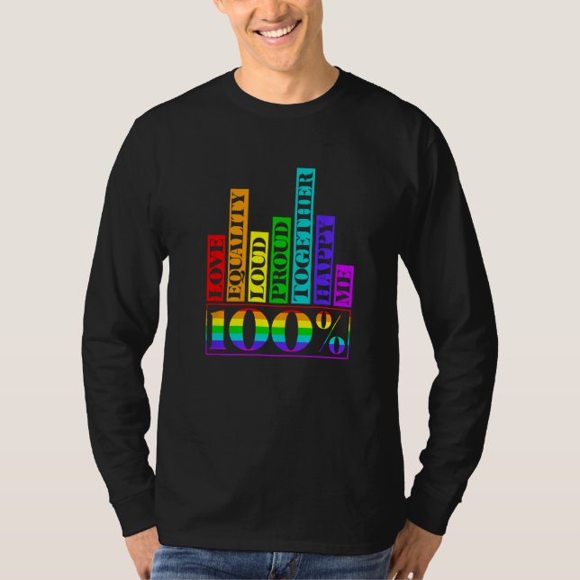 100 Love Equality Retro Rainbow LGBT LGBTQ Pride M T-Shirt (Vorderseite)