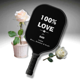 '100% LOVE für Papa' von Names in Cool B & W Pickleball Schläger