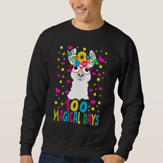 100 Magical Days  Llama Girl Happy 100th Day Of Sc Sweatshirt (Vorderseite)