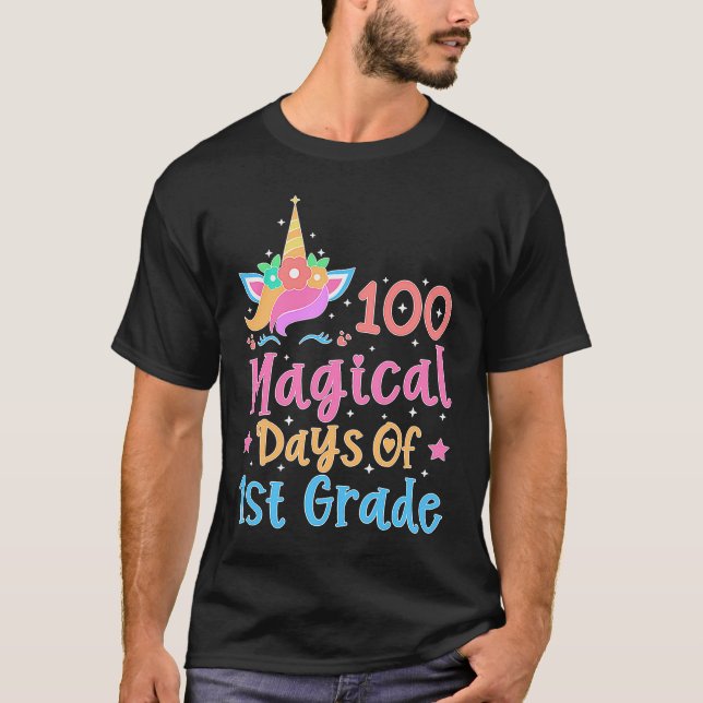 100 Magical Days of 1st Grade School Unicorn Teach T-Shirt (Vorderseite)